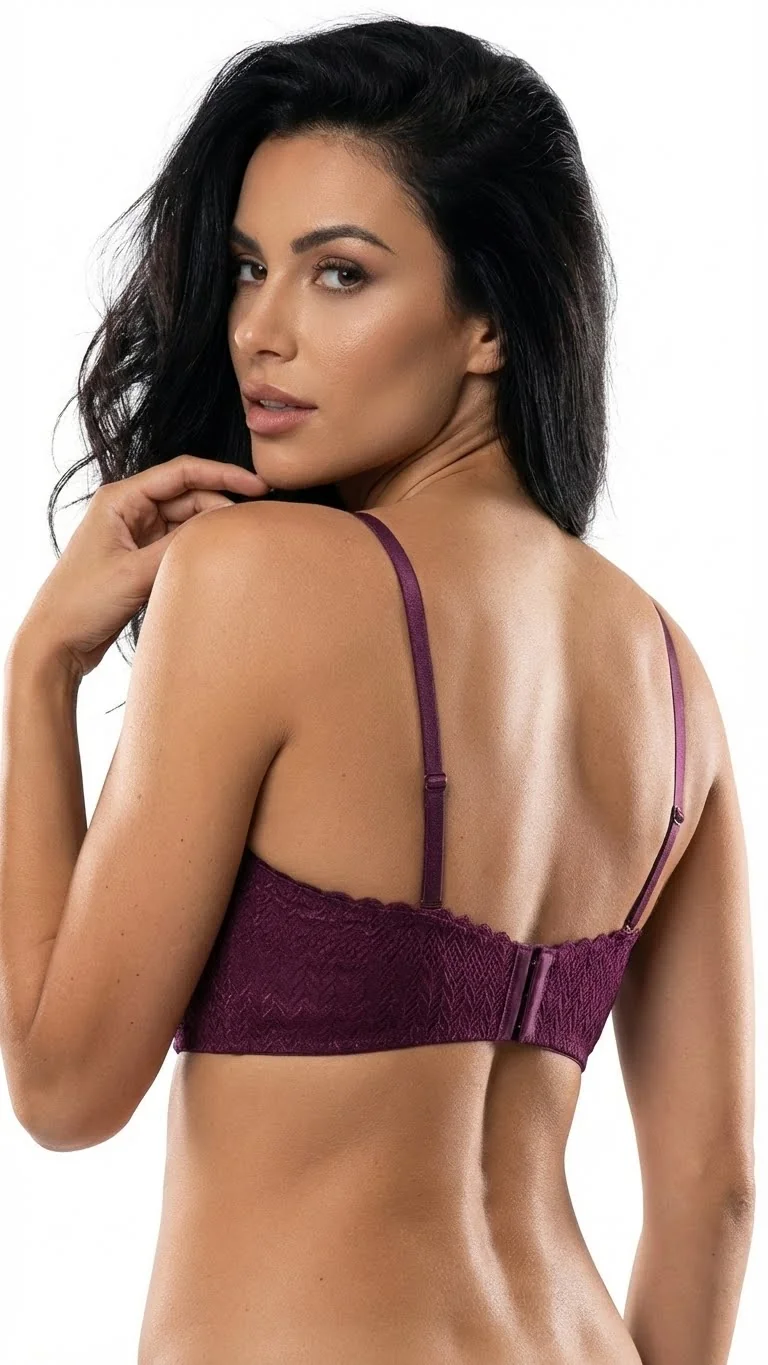 LunaIntim Bordo Balconette Kesim Destekli Sütyen Dik Duruş Sağlayan Balenli Tasarım - Yan Görünüm